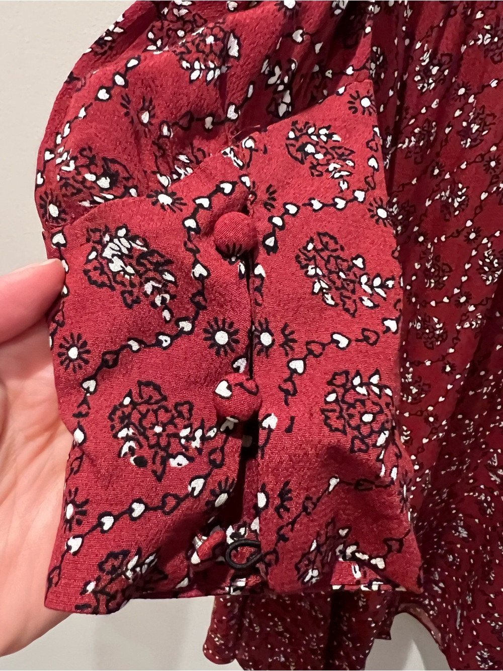 &Other Stories Womens Red Floral Button-Front Midi Dress S 4 36 - Picture 4 of 5